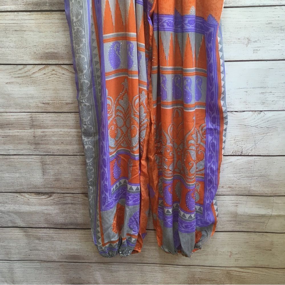 EARTHBOUND TRADING HAREM PANTS IN ORANGE AND PURPLE - Picture 3 of 9